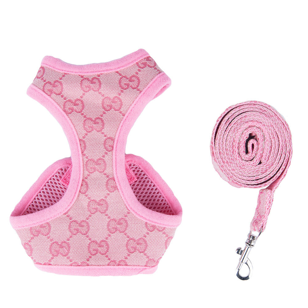 Pink gold harness on small puppy — Pawnests